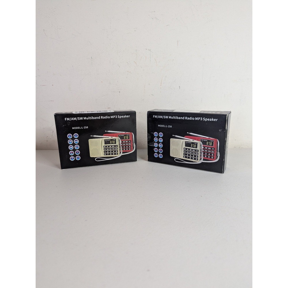 (Lot of 2) L258 Multiband FM/AM SW Digital MP3 Speaker Radio w/USB Black NEW